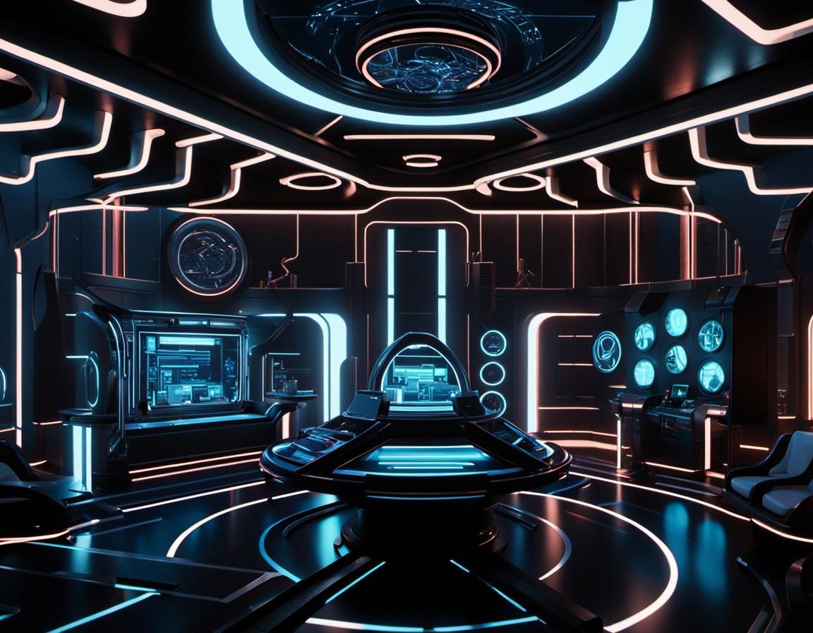 Futuristic Sci-Fi Console Room with Nano Technology