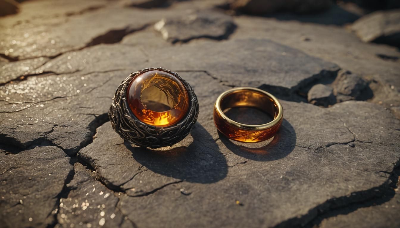 Lord of the Rings Ring Frozen in Amber