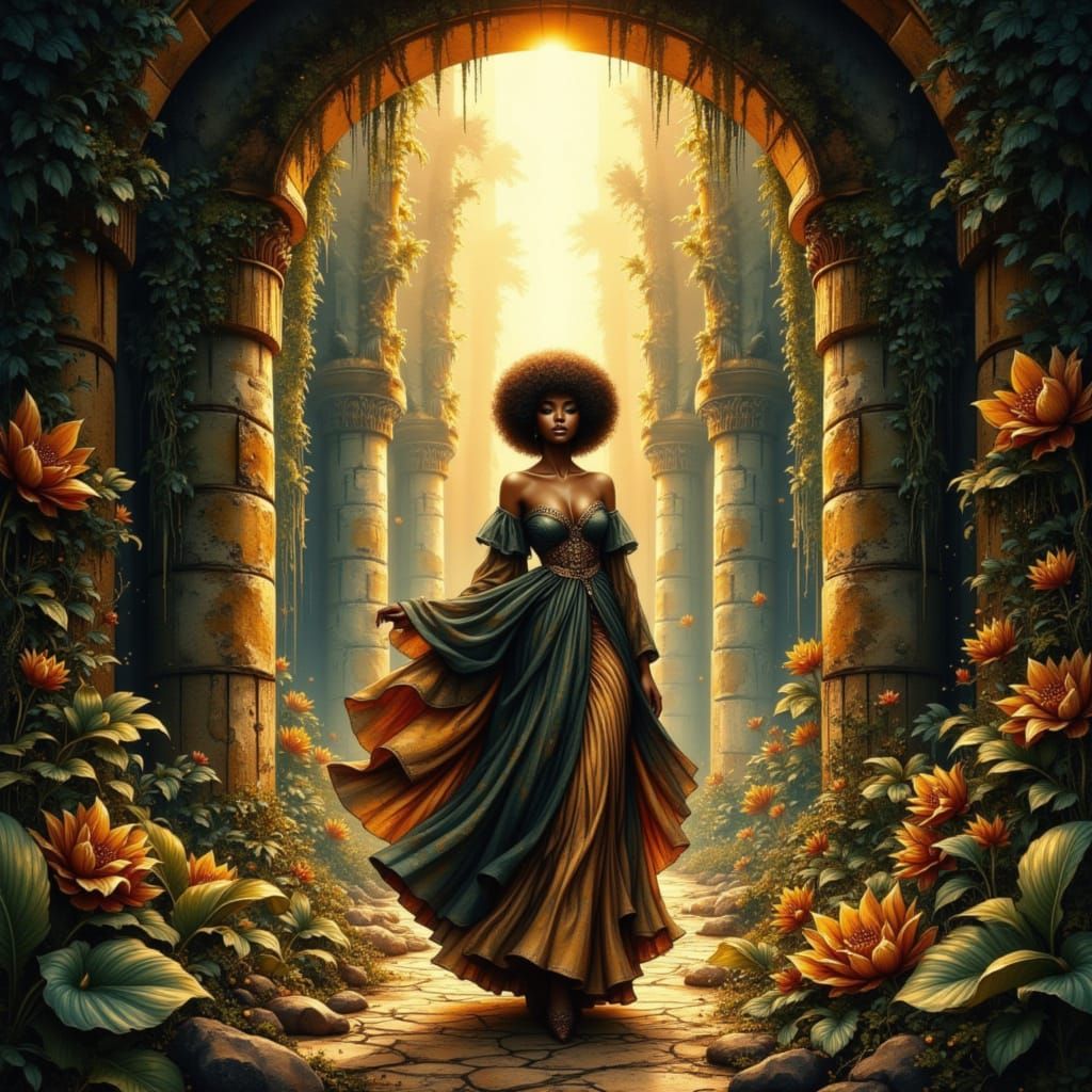 African Woman in Silk Robes by Portal