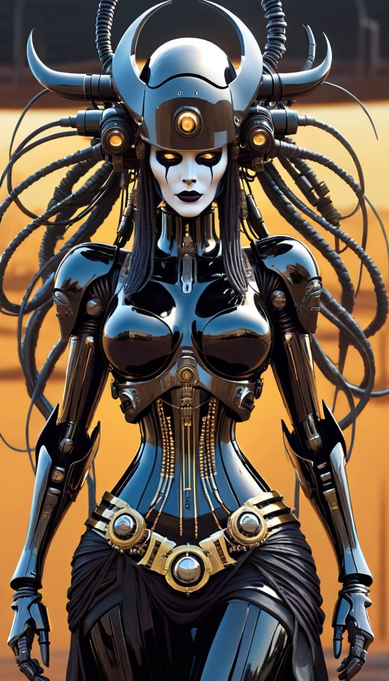 Fembot Pirate of the New Age in Cyberpunk Style