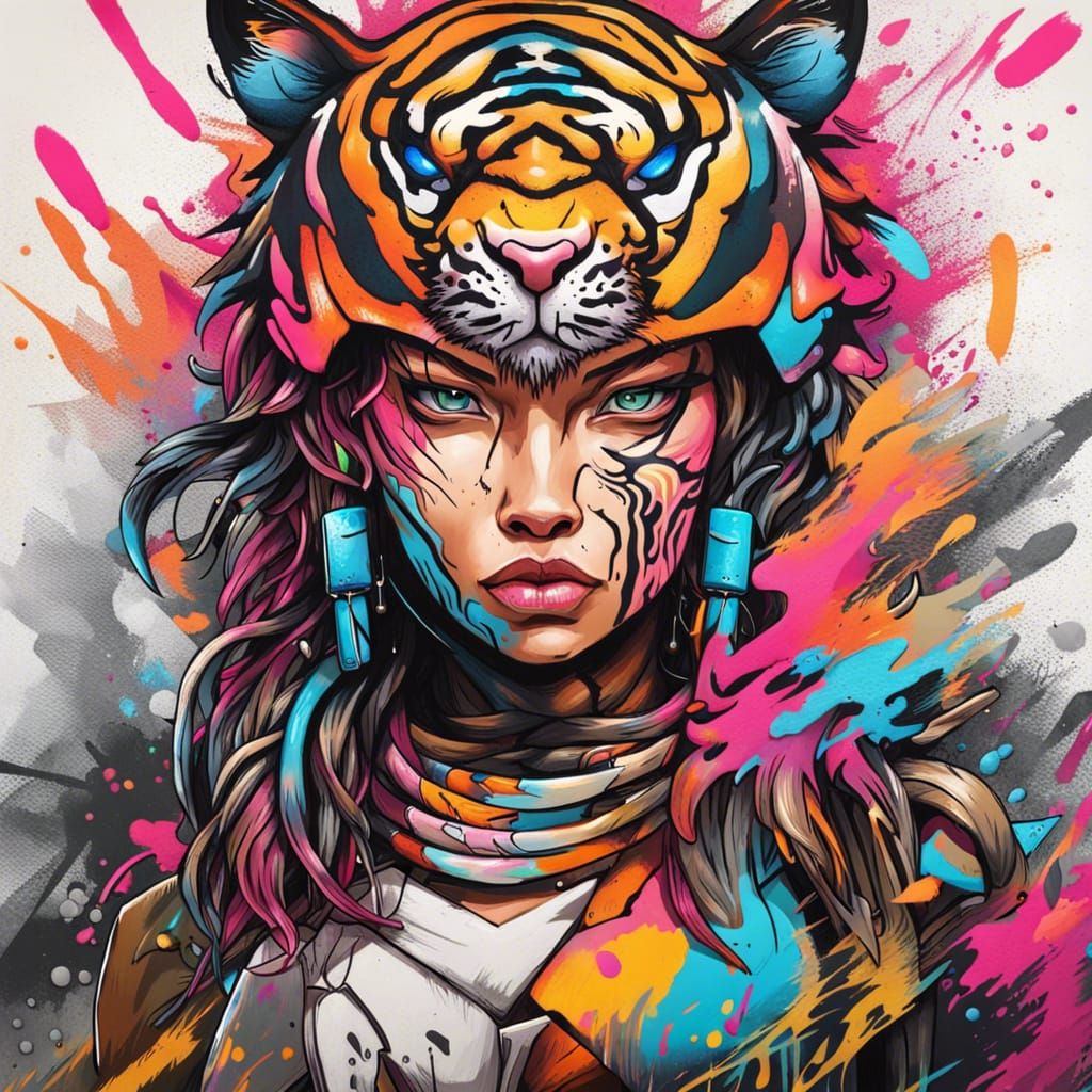 Tiger Queen Graffiti Art in Street Style