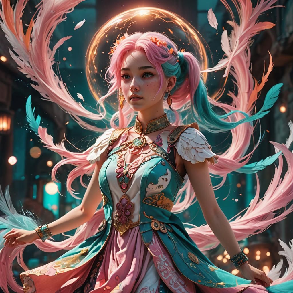 Girl with Pink Hair: Fantasy Concept Art