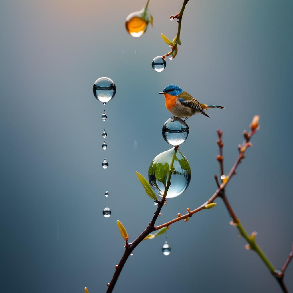 Bird on Dew Drop: Macro Photography by Ashraful Arefin