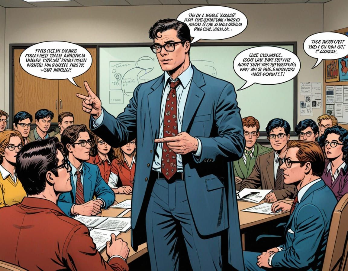 Vintage Comic Book Style Teacher Unveils Secrets