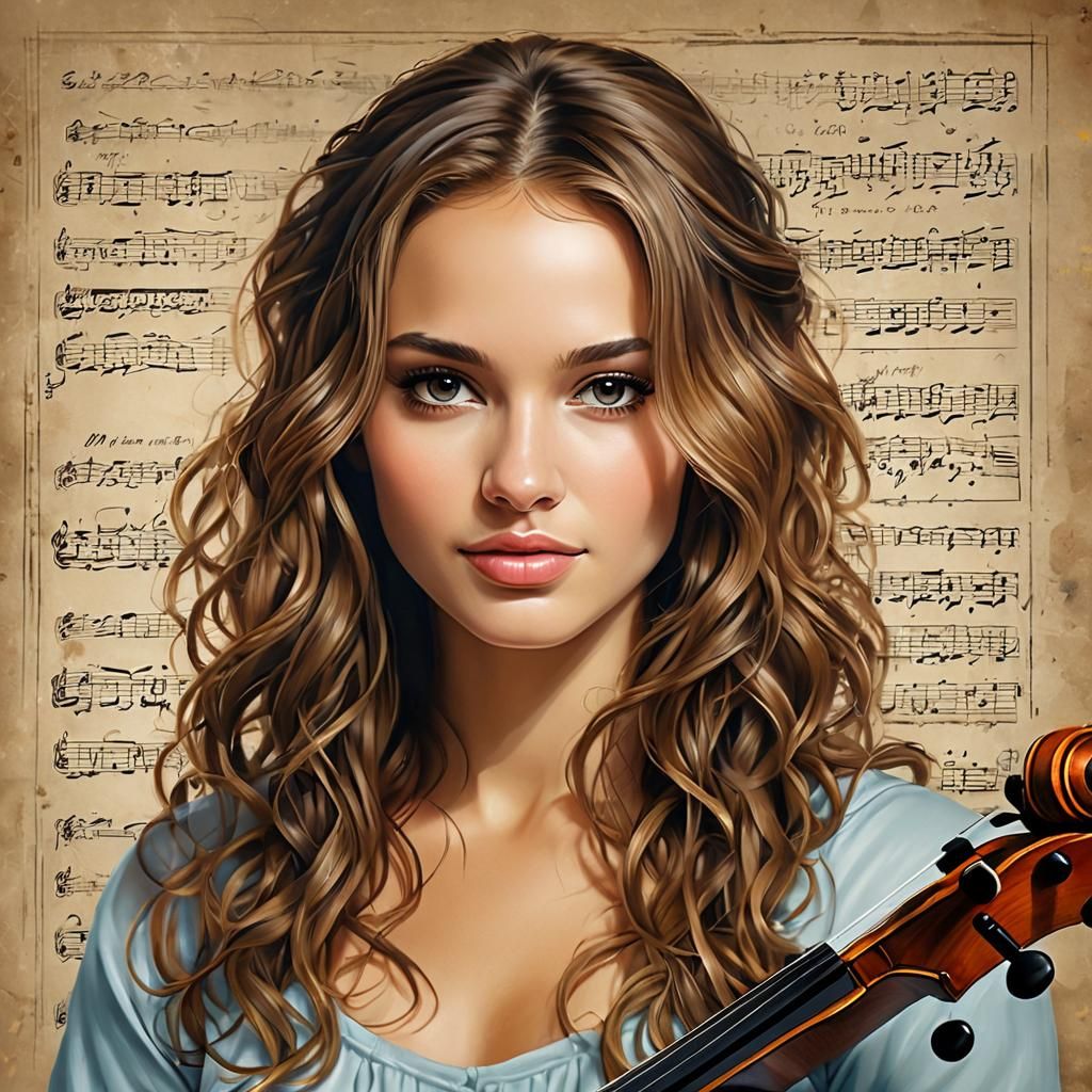 Fantasy Album Cover Featuring Young Woman in Cartoon Style
