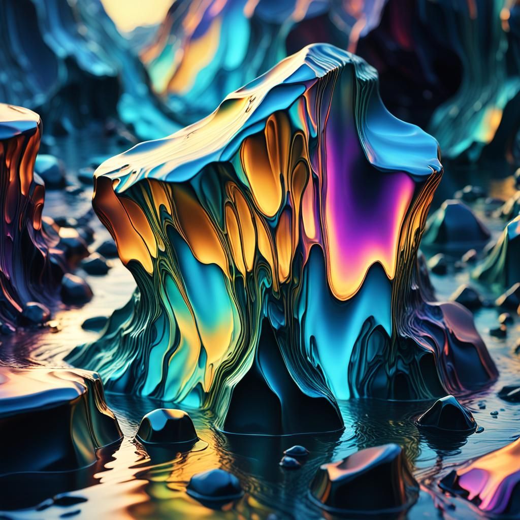 Surrealistic Rock Transforms in Shimmering Colors