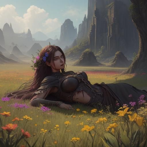 Surreal Flower Bloom in an Open Field