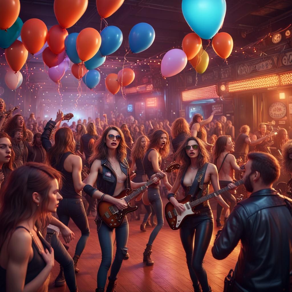Wild Rock n' Roll Party in Detailed Painting