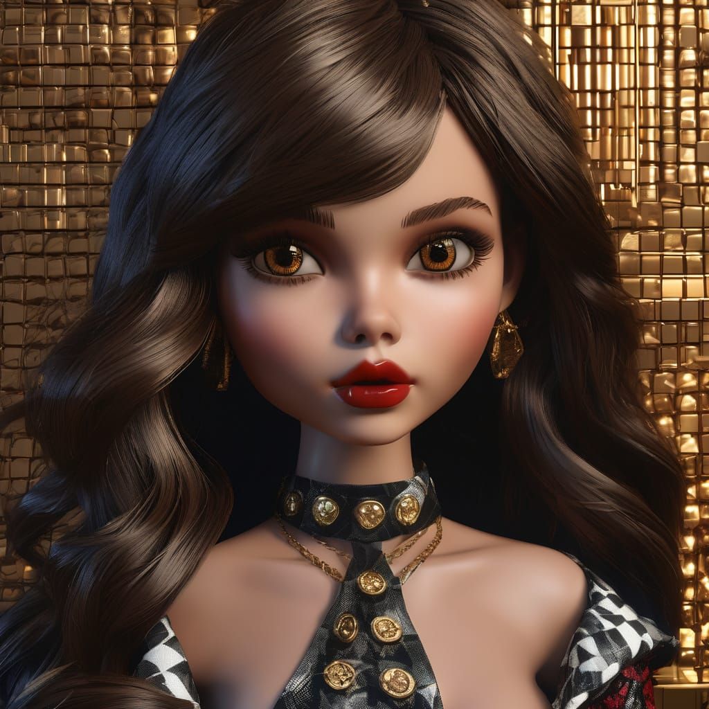 Portrait of a Miniature Blythe Doll in Luxury Fashion Style