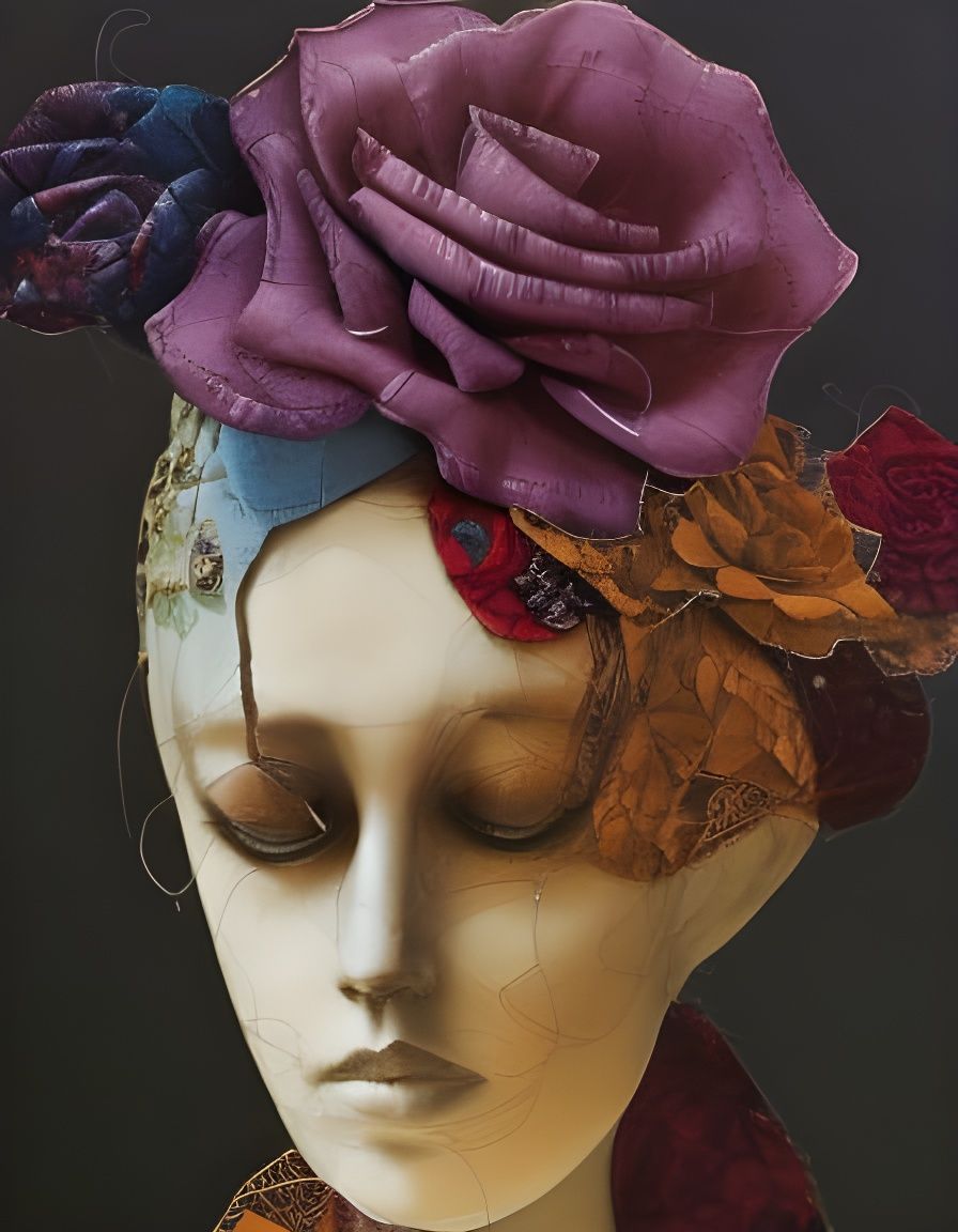 Detailed Fabric Collage Portrait in Digital Art