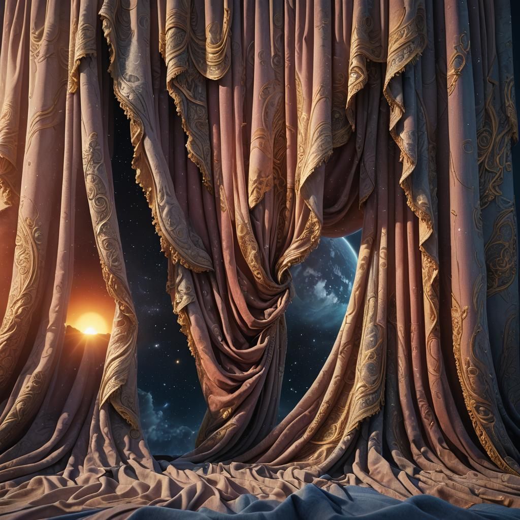 Sunrise Behind the Universe Curtain: Detailed Matte Painting