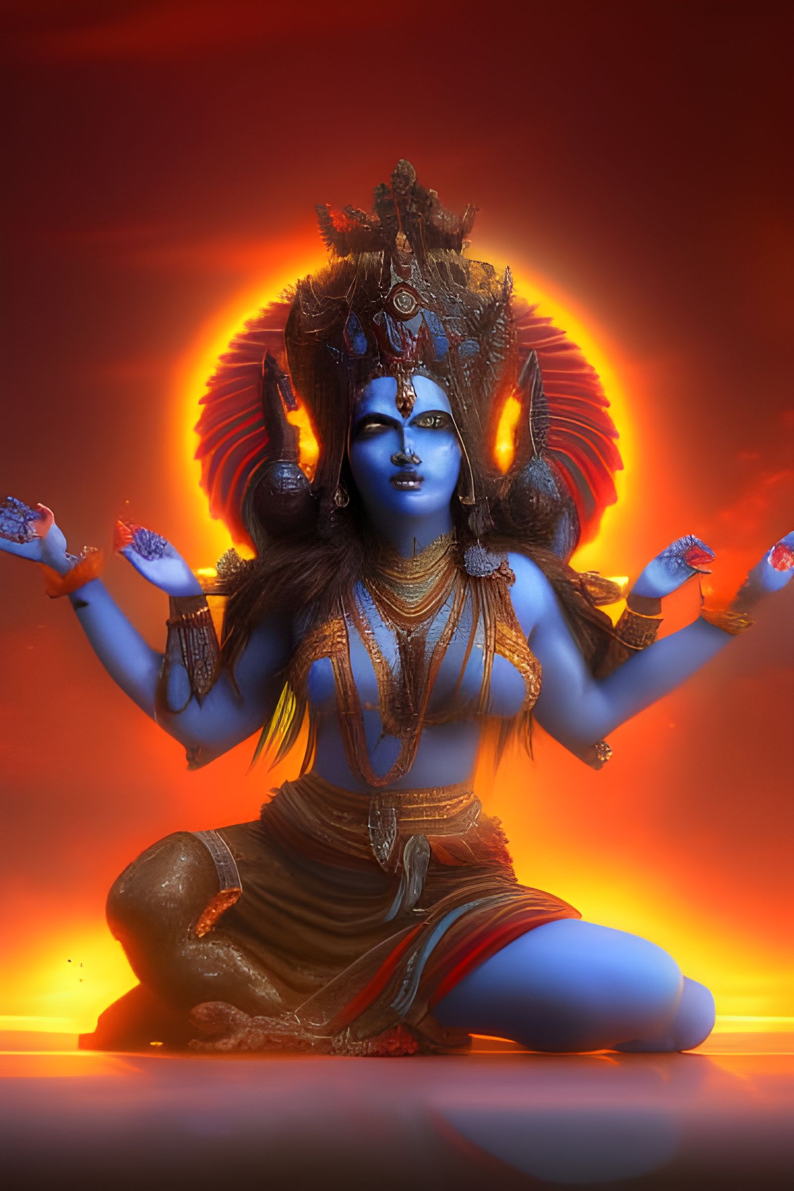 Goddess Kali Cleansing Earth in Detailed Matte Painting