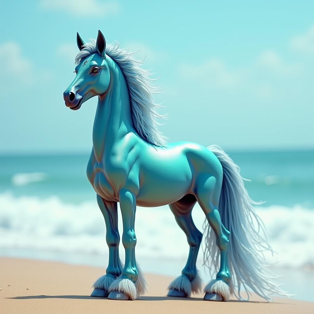 Anthropomorphic Equine Hybrid on Sandy Beach