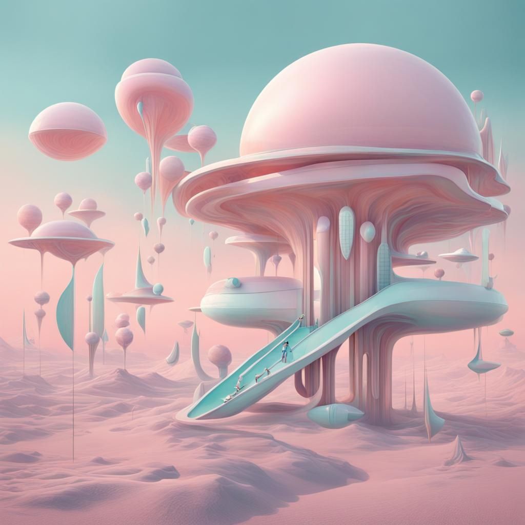 Pastel Whimsical Surrealism: A Futuristic Dreamscape
