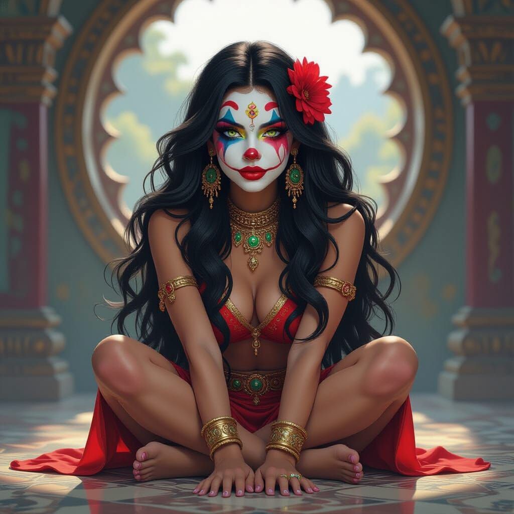 Clown-Inspired Portrait in Hyper-Realism Style