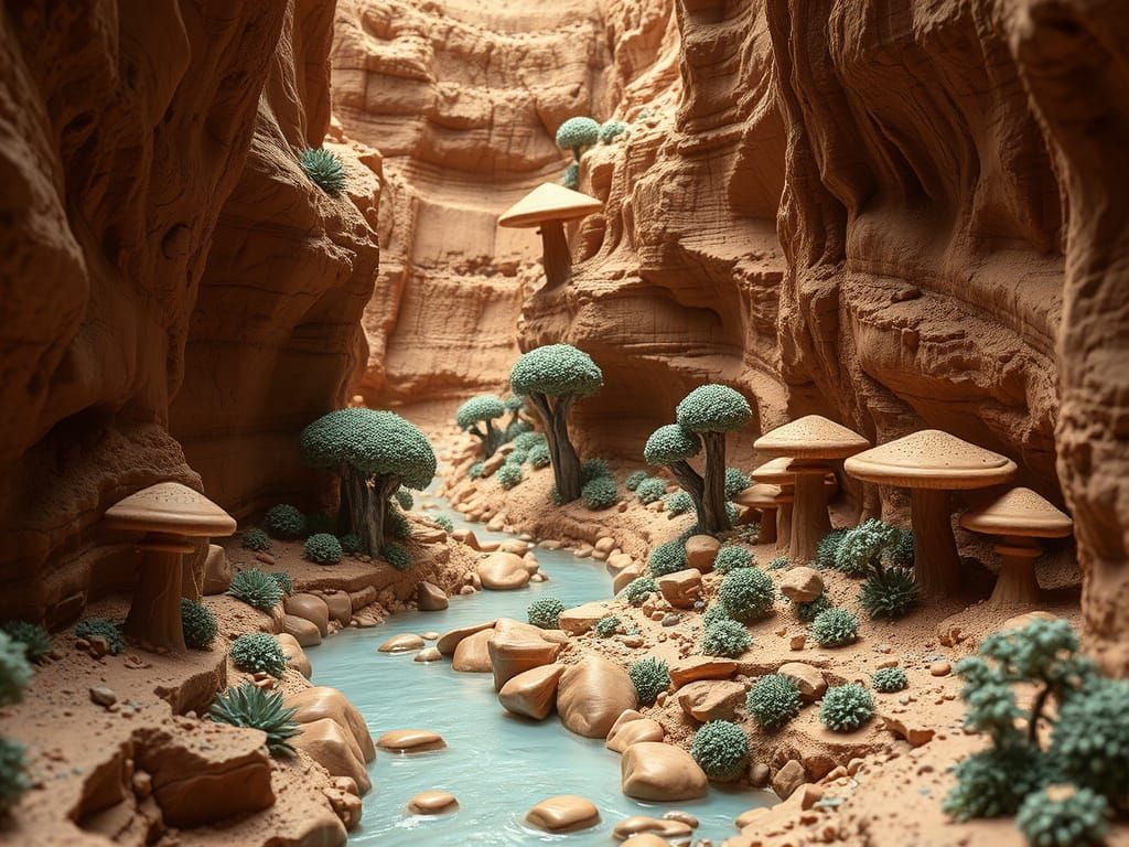 Terra Cotta Canyon Landscape in Claymation Style