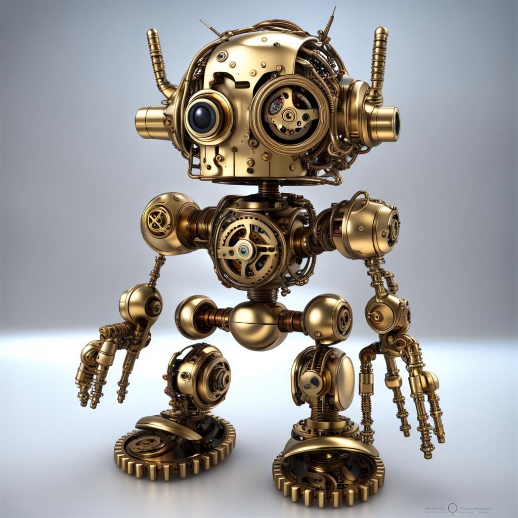 Steampunk Chibi Robot Digital Art Masterpiece
