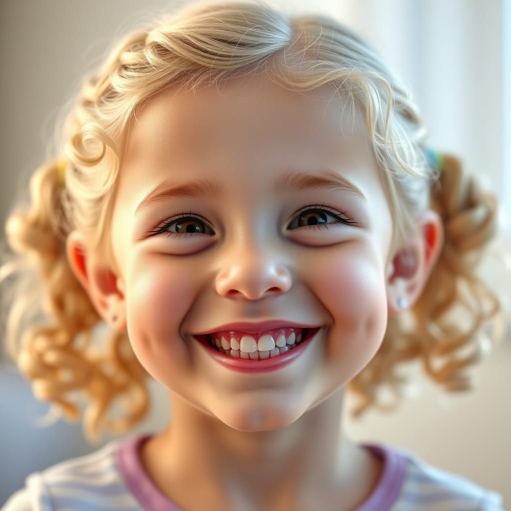 Happy Girl with Cochlear Implants in 3D Render