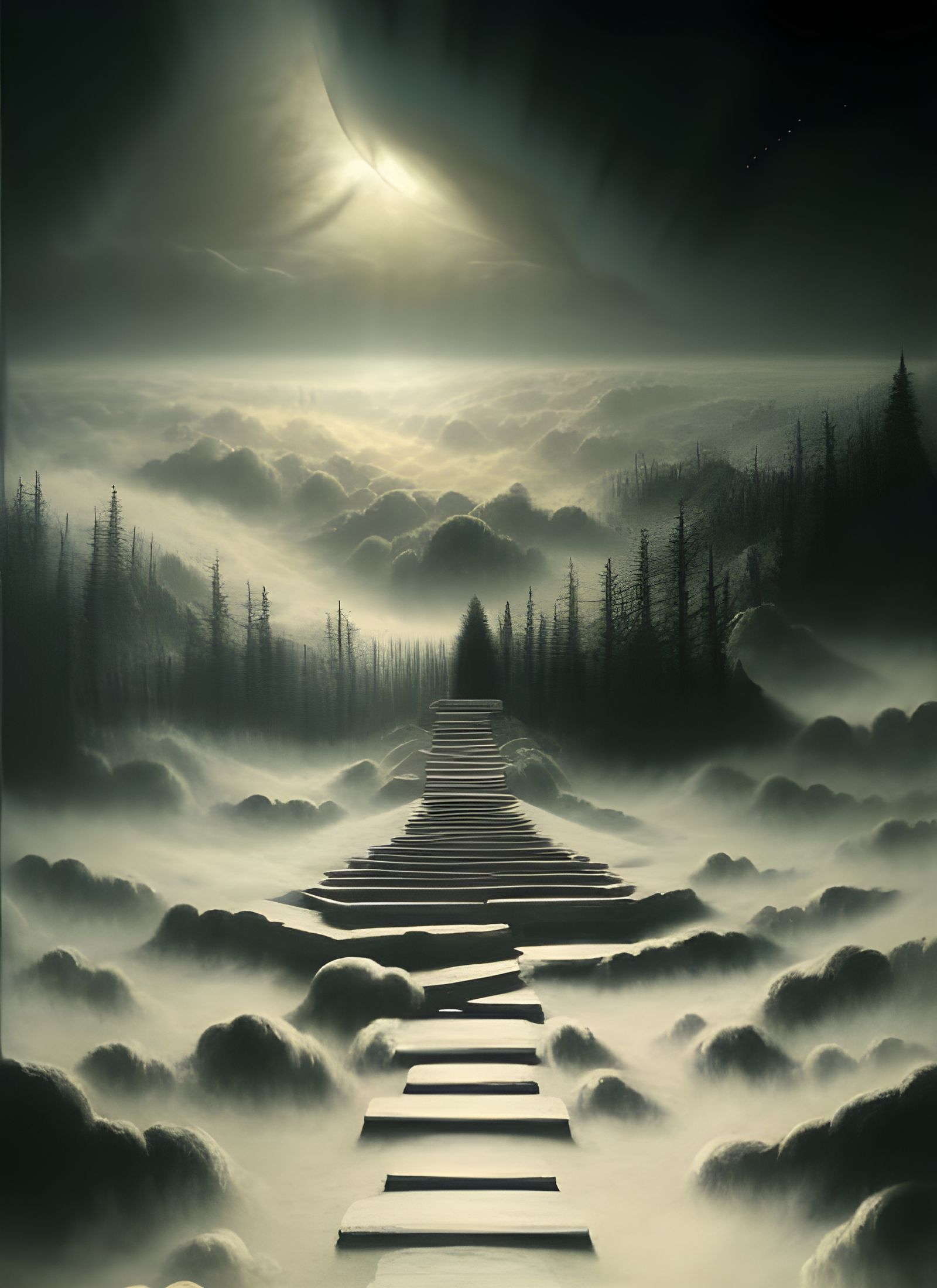 Sinister Stairway to Infinity in Romantic Style