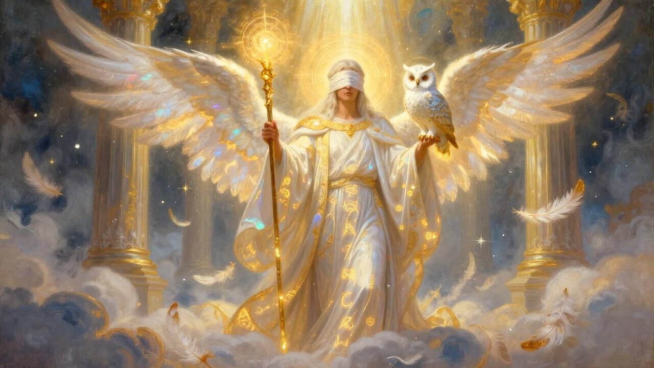 Heavenly Sorcerer Summoning Light in Textured Impasto Painti...