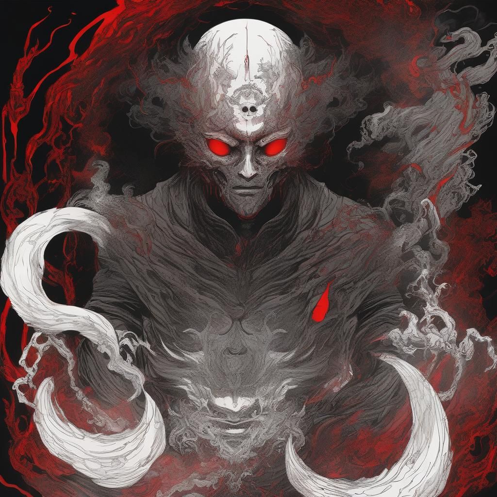 Mythic Cult Figure in Japanese Ink Art Style