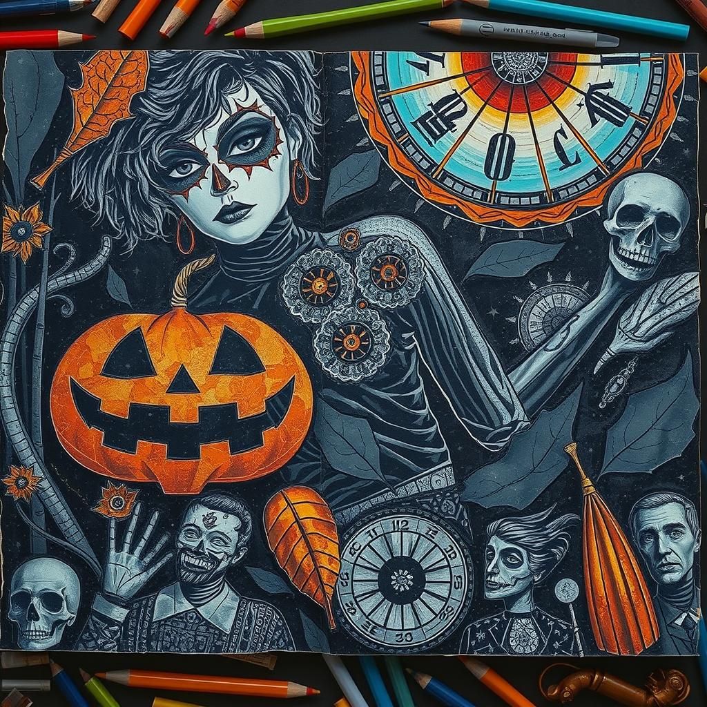 Black and White Autumn Collage in Dada Style