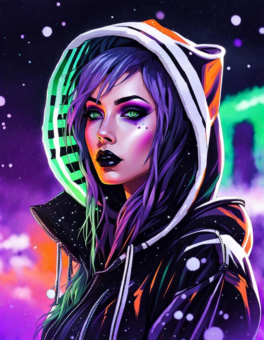 attractive cybergoth ravepunk woman