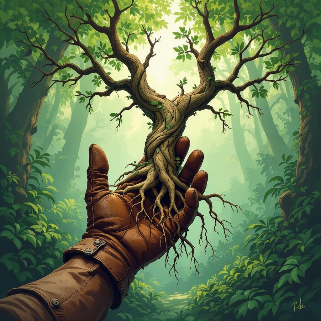 Tree of Life Emerging from Human Hand