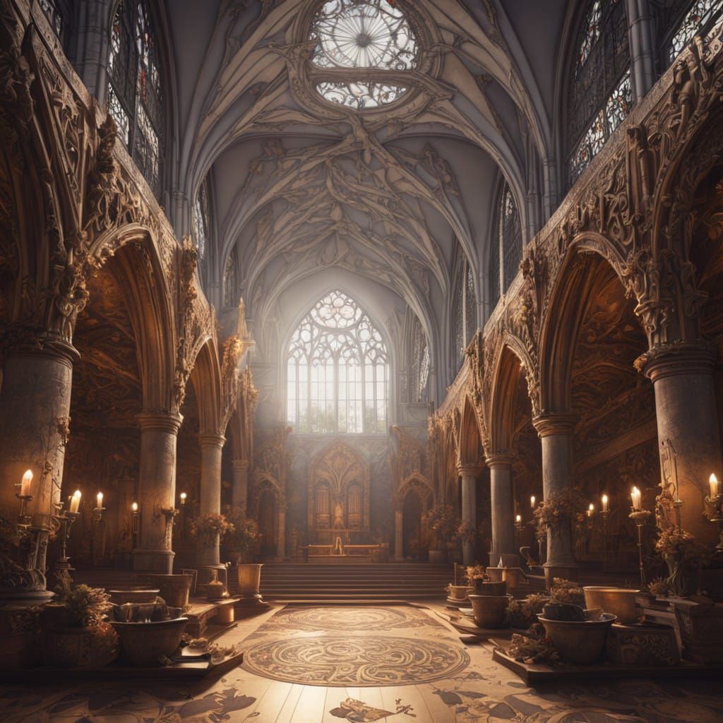 Ethereal Medieval Illuminations in Art Nouveau Style