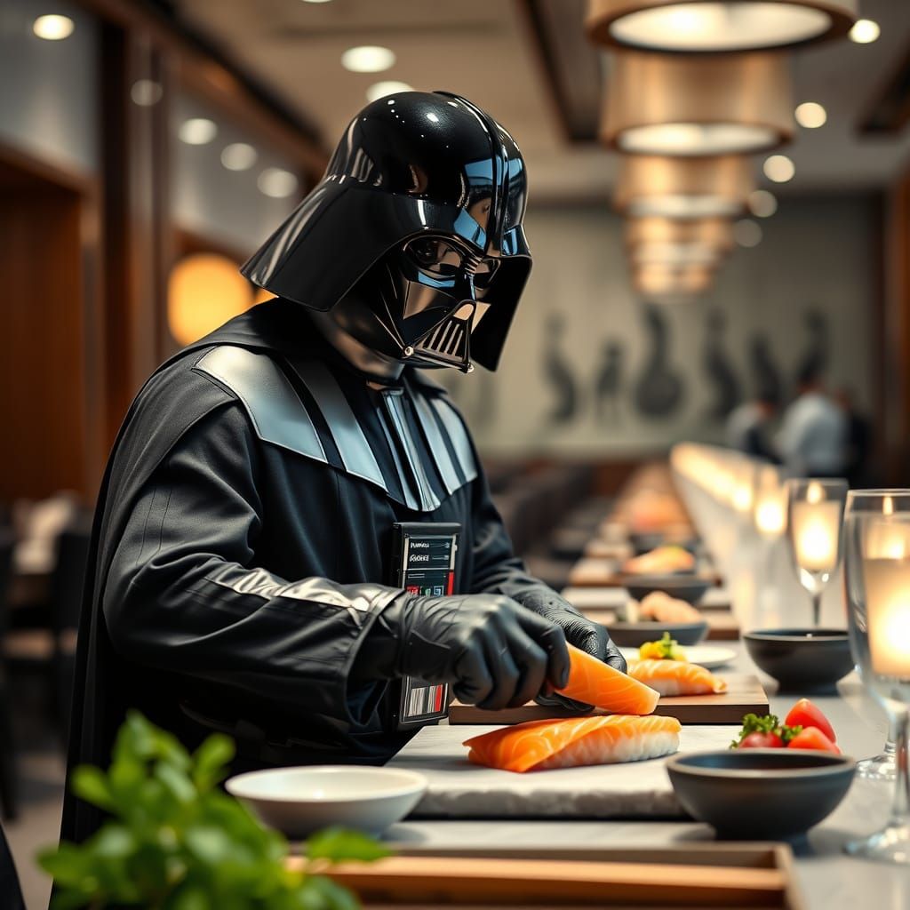 Darth Vader in Elegant Japanese Restaurant