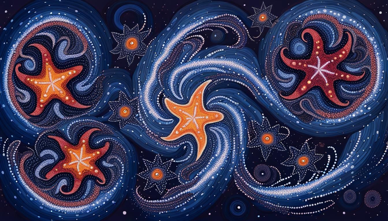 Aboriginal Dot Painting: Spinning Stars in Maelstrom