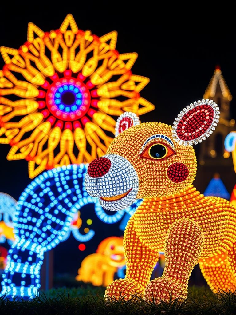 Glowing Animatronic Spectacle in Close-Up