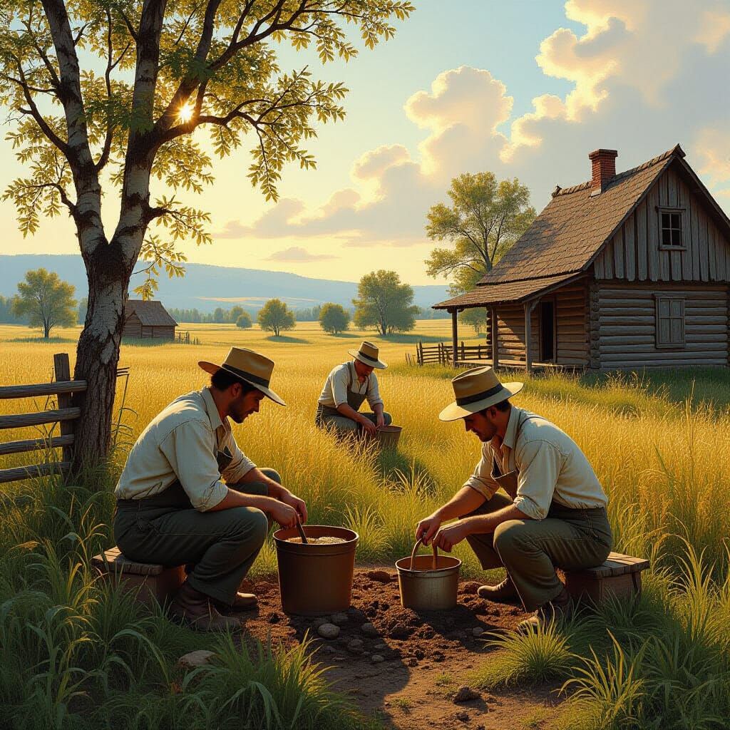 19th-Century Rural Scene in Dramatic Realism