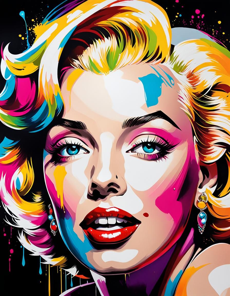 Colorful Marilyn Monroe Portrait in Graffiti Style