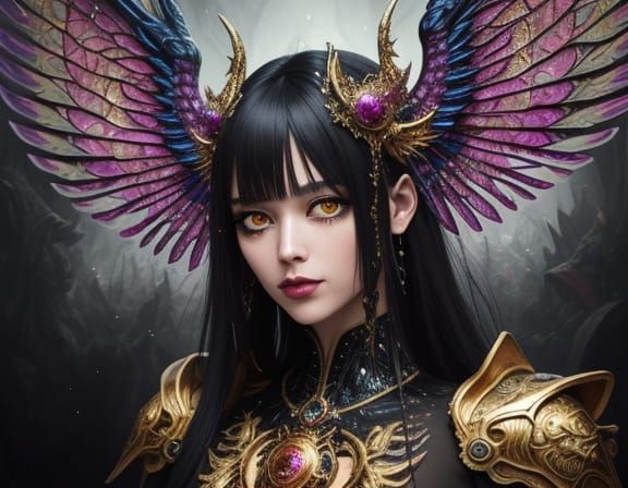 Grotesque Angel Portrait in Surreal Oil Painting Style