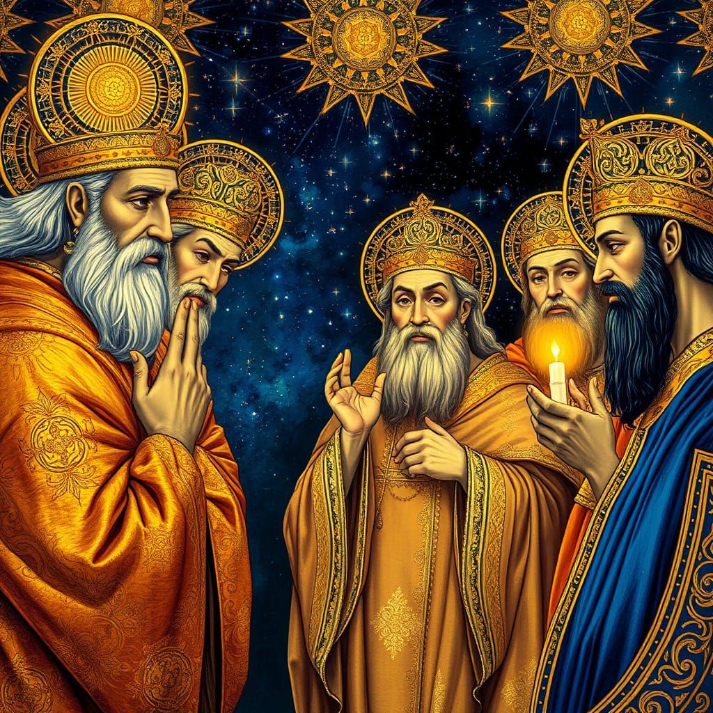 Sacred Gathering of Saints and Prophets in Klimt Style