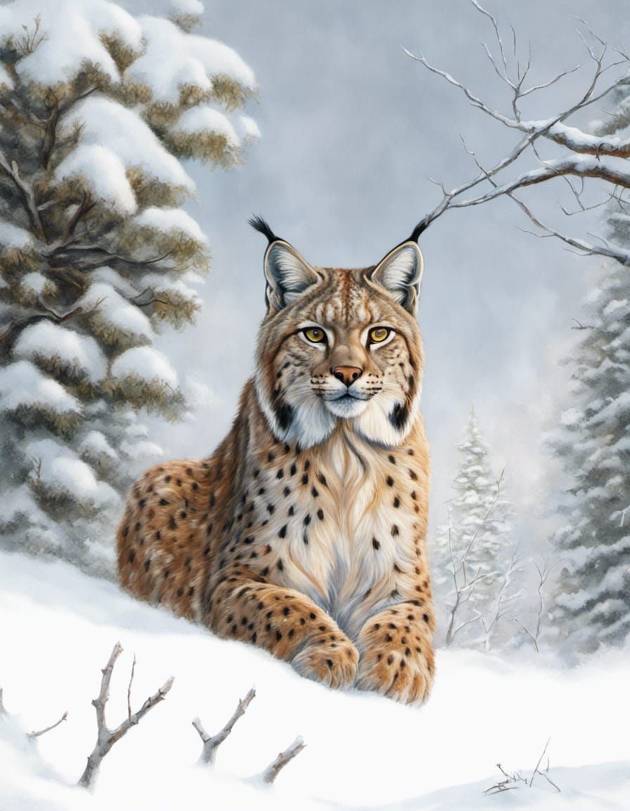 Lynx in Taigas of Siberia