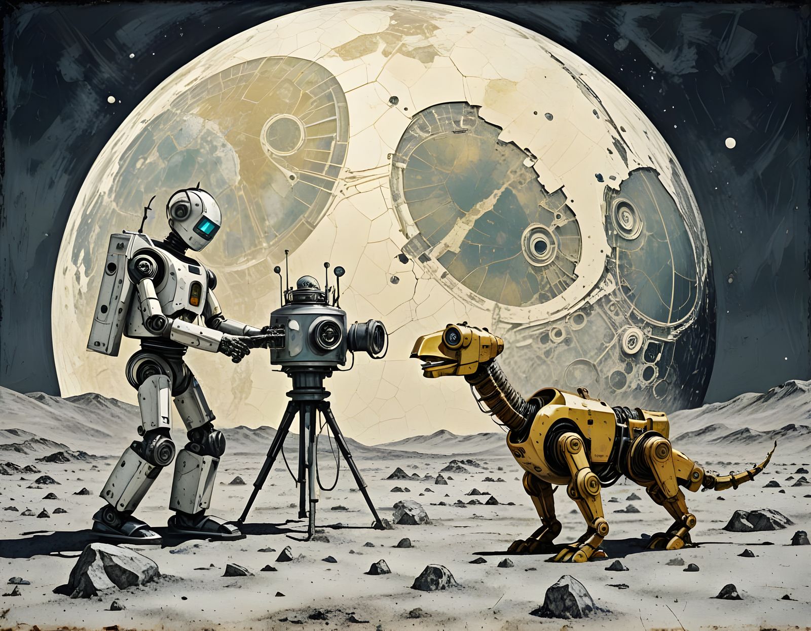 Vintage Robot on Venus, Oil Painting