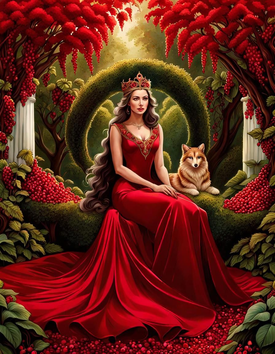 Woodland Goddess in Ornate Dress: Digital Art