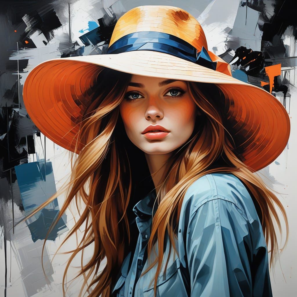 Abstract Portrait of Woman in Hat