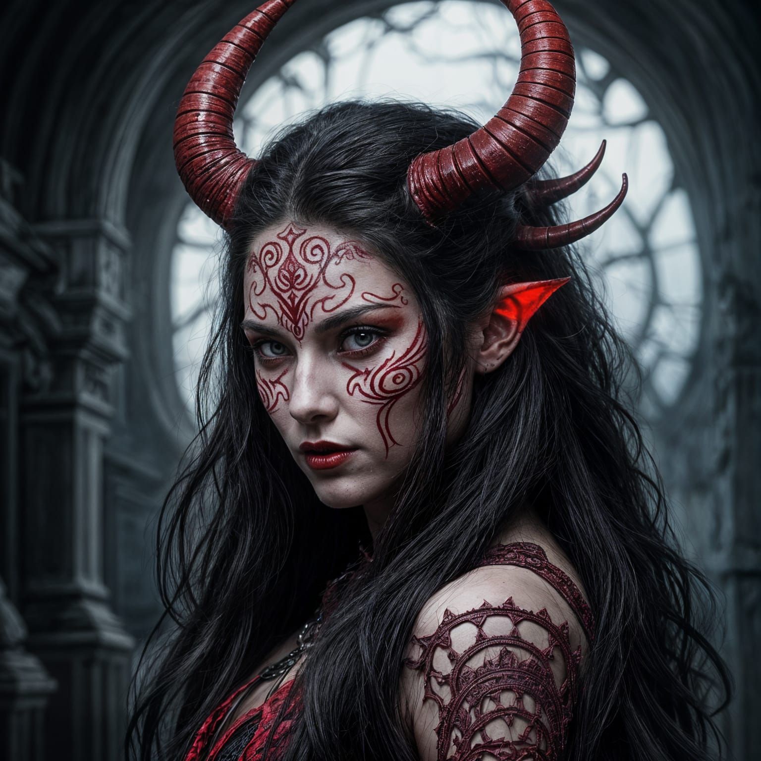 Beautiful Female Devil in Dystopian Setting