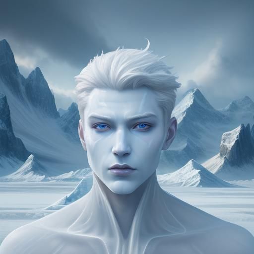 Icy Figure in a Fantasy Landscape