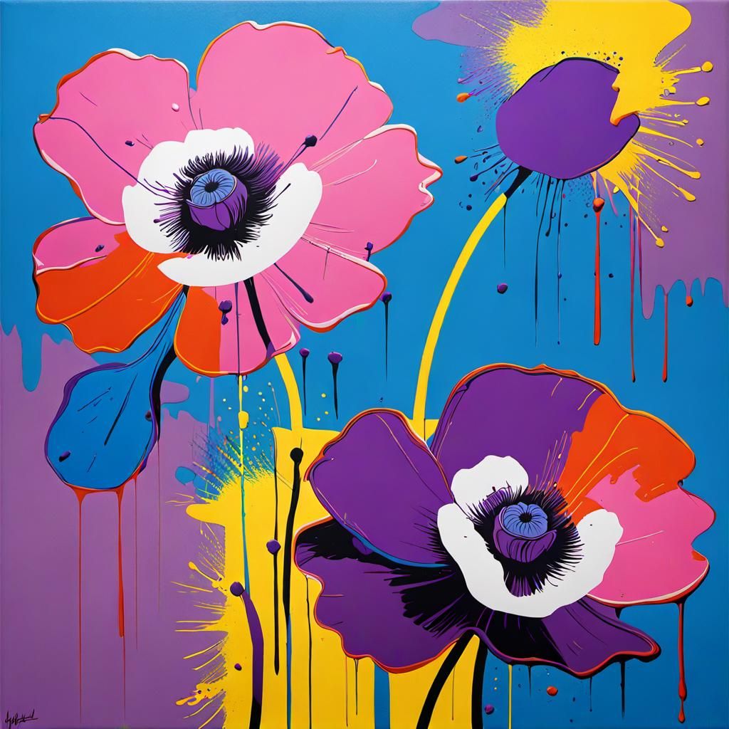 Warhol-esque Poppies in Pop Art Style
