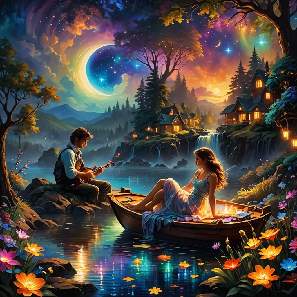 Psychedelic Lullaby: Bioluminescent Fantasy Art