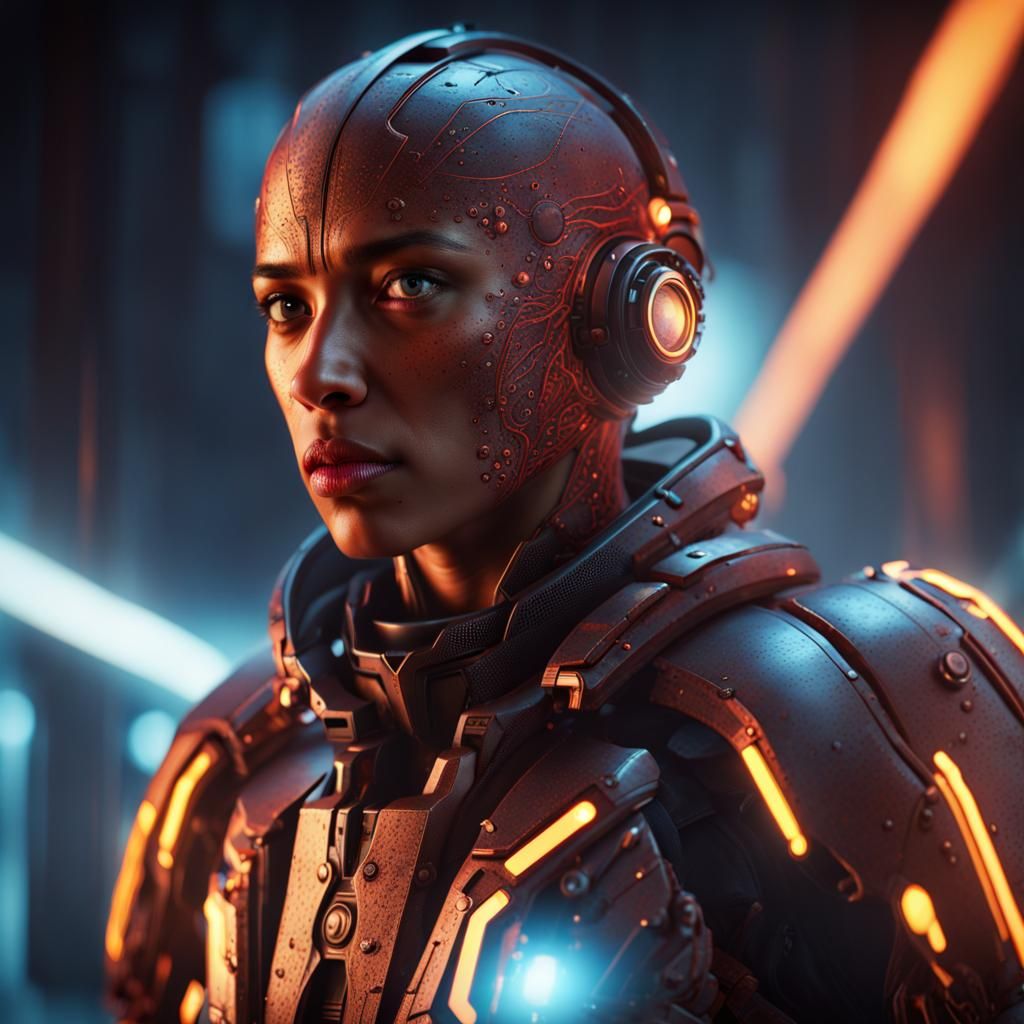 Sci-Fi Character Blinded by Light, Detailed Digital Art