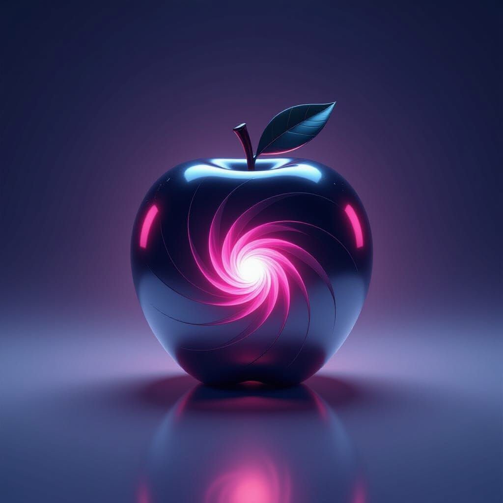 Futuristic Apple Logo with Swirling Vortex Effect