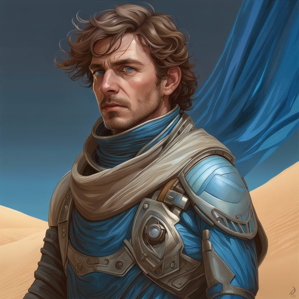 Hyperdetailed Portrait of Paul Atreides in Stilling Suit