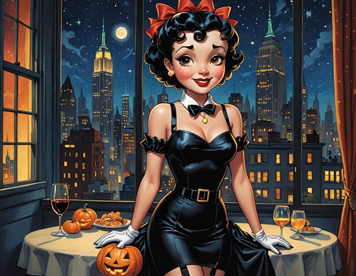 Anthropomorphic Cartoon Character at Halloween Dinner