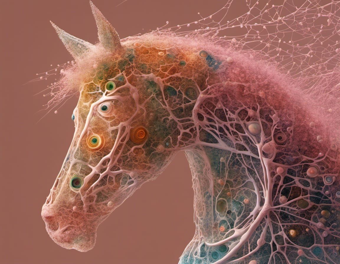 Abstract AI Horse with Cellular Fractal Details