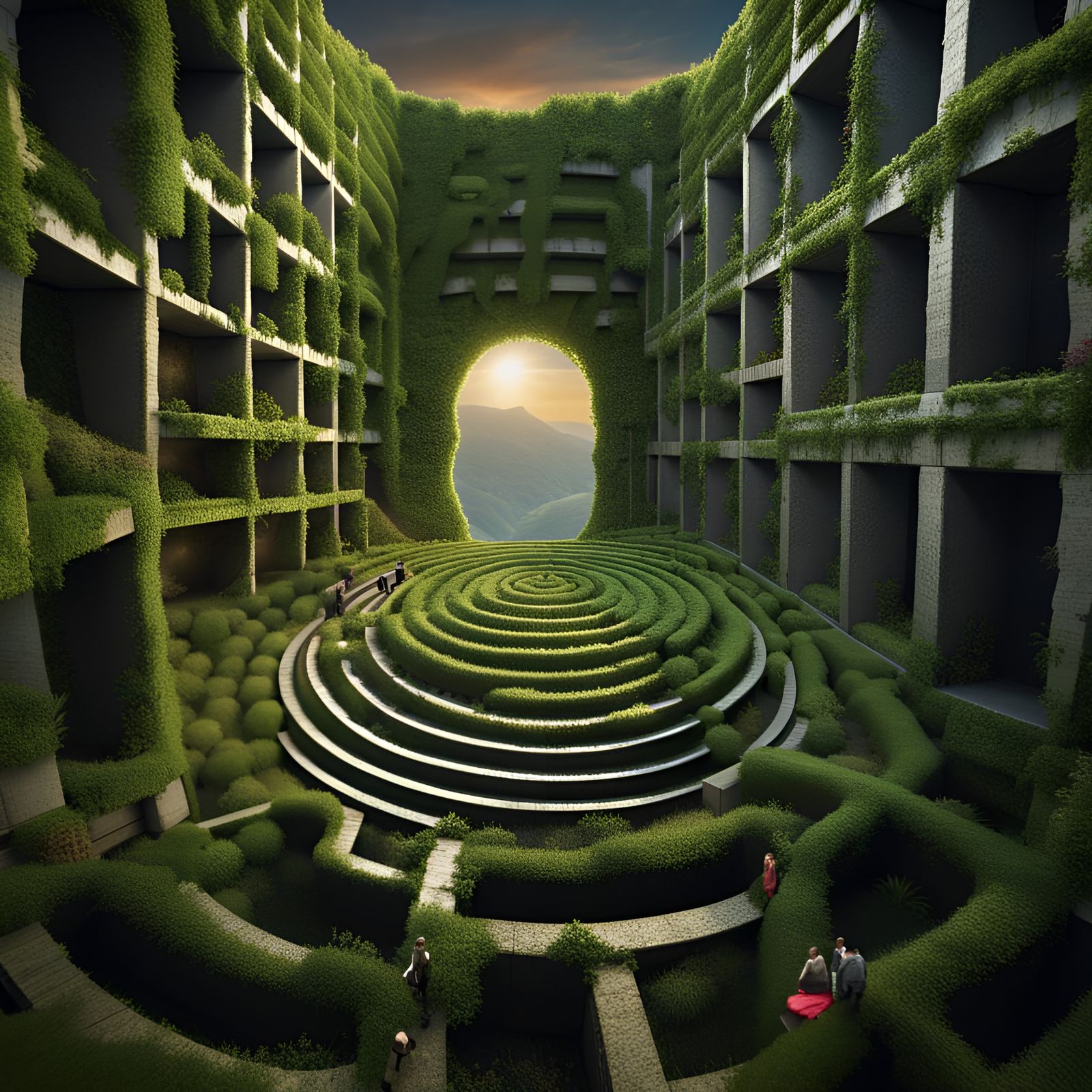 People Lost in a Mossy Labyrinth